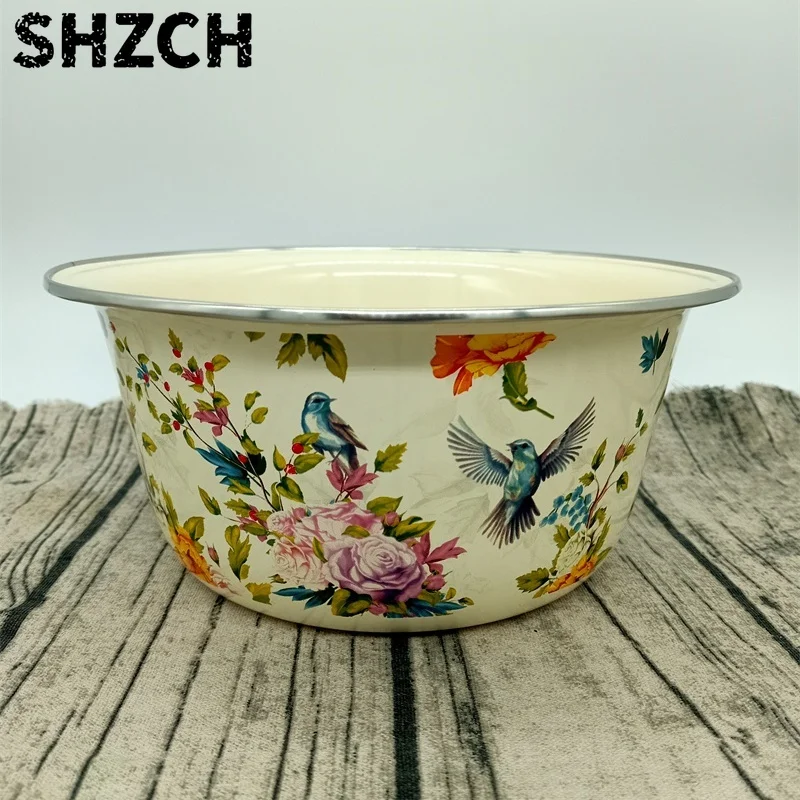Extra Thick Enamel Basins Enamel Bowl Mixing Basins Deepening Multi-purpose Basin Vegetable Washing Basin Nordic Fruit Plate