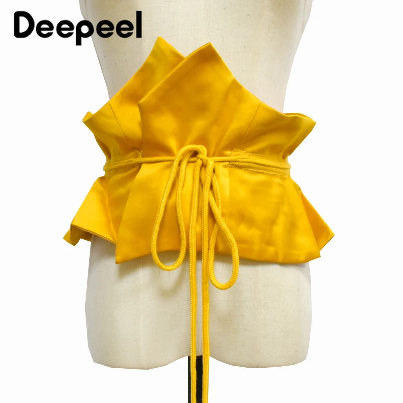 

1Pc Deepeel 16-25cm New Ruffled Women Cummerbund Adjustable Belt Fashion Female Corset Luxury Waistband DIY Clothes Accessories