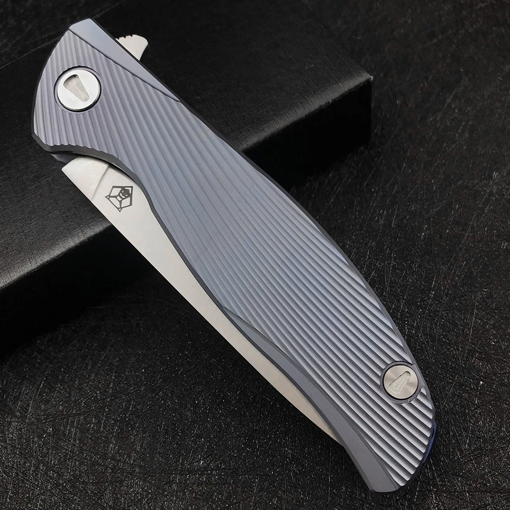 Shirogorov D2 Blade Ball Bearing Folding Knife TC4 Titanium Alloy Handle Hunting Camping Pocket High Hardness Outdoor Jackknife