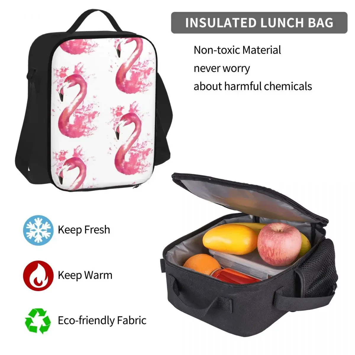 Pink Flamingo Watercolour Splash Artwork Backpacks Bookbag Children School Bags Rucksack Lunch Bag Pen Bag Three-Piece Set