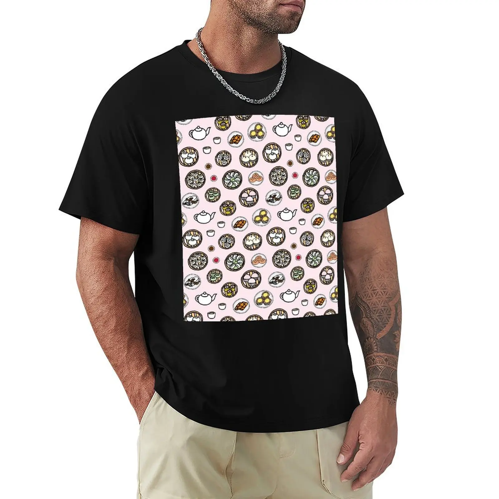 

Dim Sum - Pink Pattern T-Shirt rapper graphic tees custom t-shirts basketball graphic tees cotton t shirt men