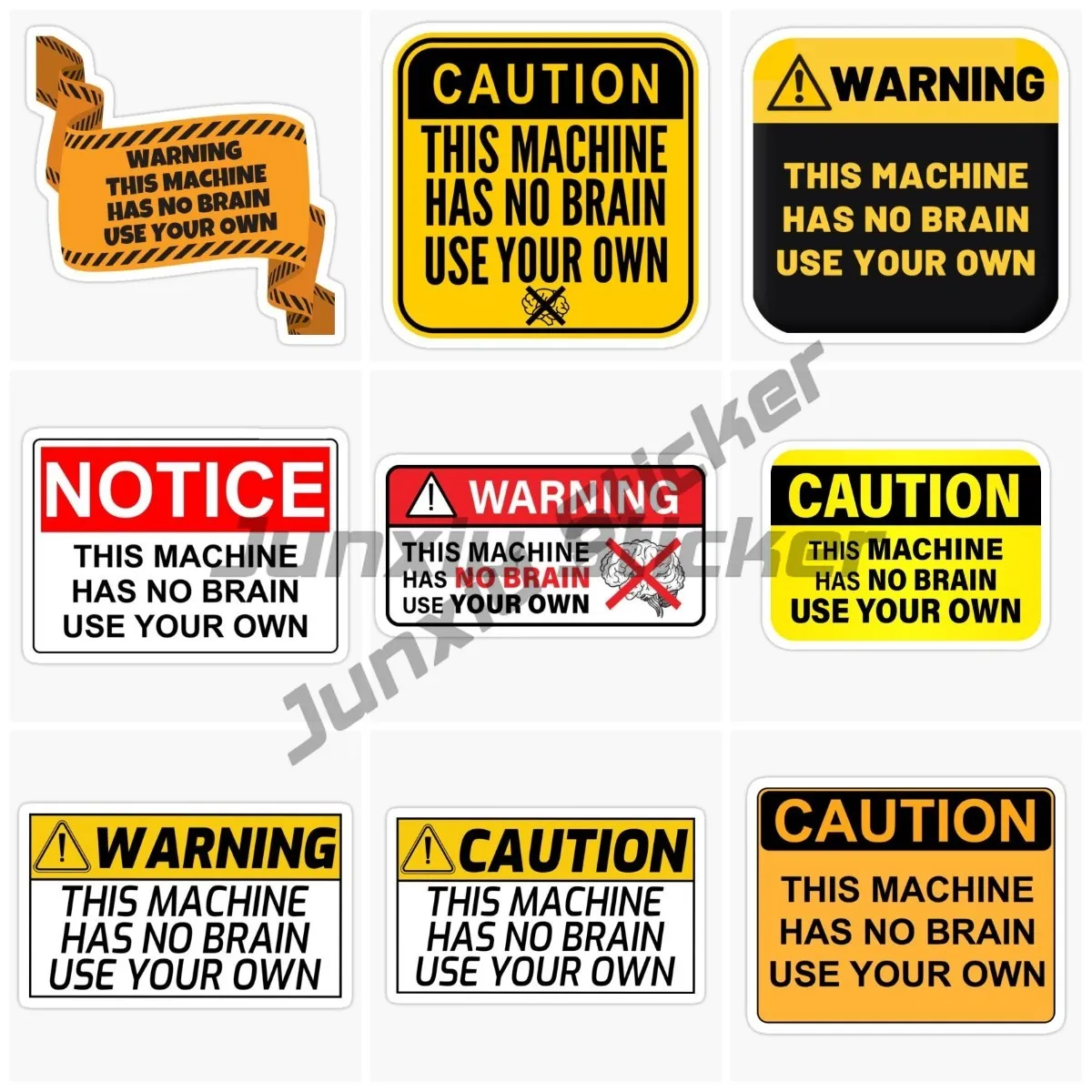 

WARNING THIS MACHINE HAS NO BRAIN Decal PVC Car Stickers JDM Vinyl Autohesion Waterproof Trunk Waterproof Car Wrap Auto Parts
