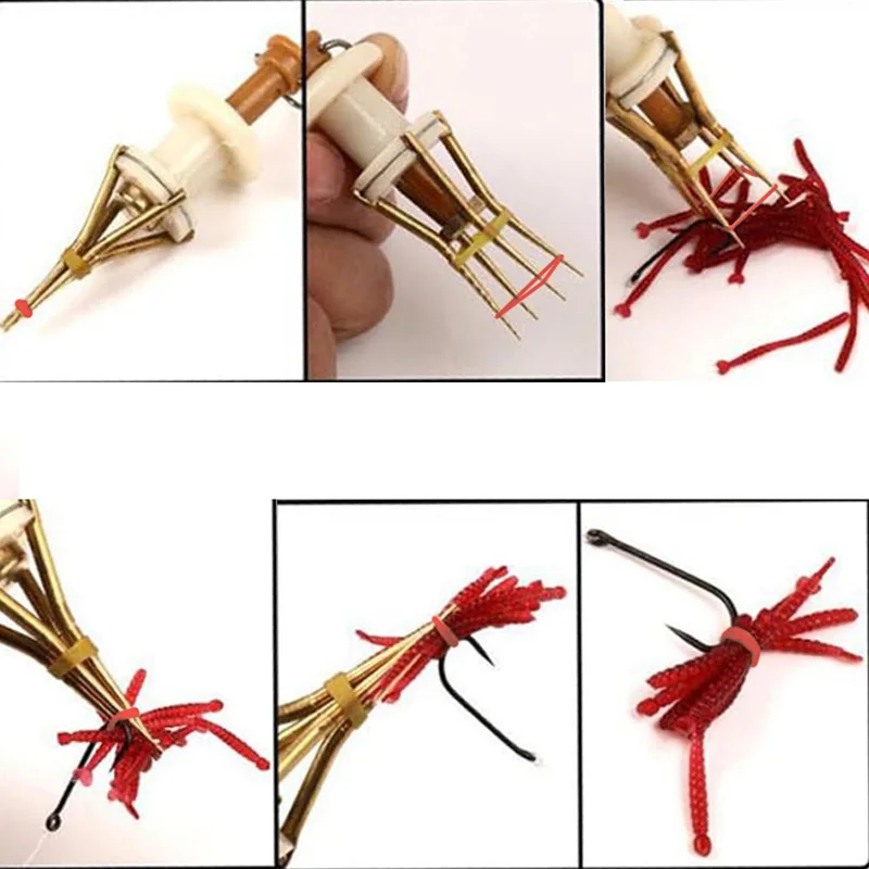 Ackibbik-señuelo de gusano de sangre, gránulo, Clip de gusano angular, banda de pesca de carpa, alicate de pellets, gusano de langosta, herramienta de carga, aparejos de cebo de pesca