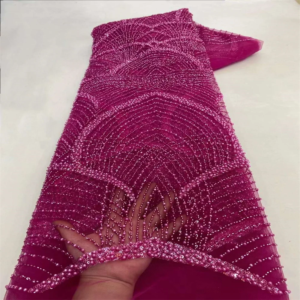 African Beads Groom Tulle lace Fabric 2023 High Quality Sequins Embroidery French Tulle Laces For Nigeiran Party Dress 3-5XZ3004