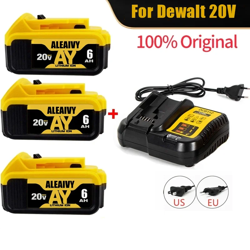 

20V 6Ah MAX Lithium Battery Power Tool Replacement for DeWalt DCB184 DCB181 DCB182 DCB200 20V 6A 8A 18V 20V Lithium Battery