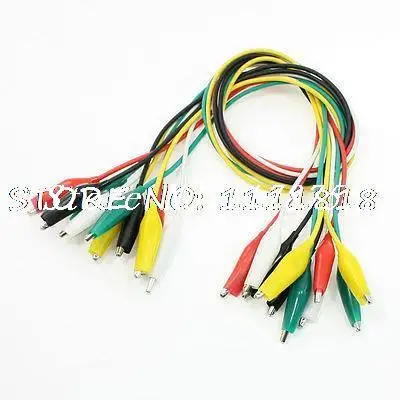 10 Pcs Plastic Insulation Cover Dual Side Tester Alligator Clip Cable 19.7" Long