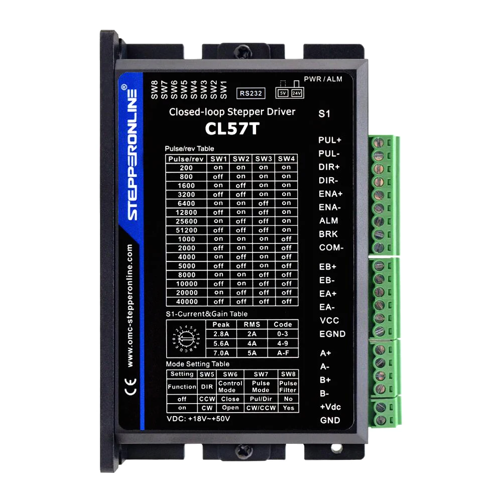 STEPPERONLINE 1.2Nm Nema 23 Closed Loop Stepper Motor Servo Driver Kit Nema 23 Stepper Motor with Encoder with 2pcs 1.7m Cables