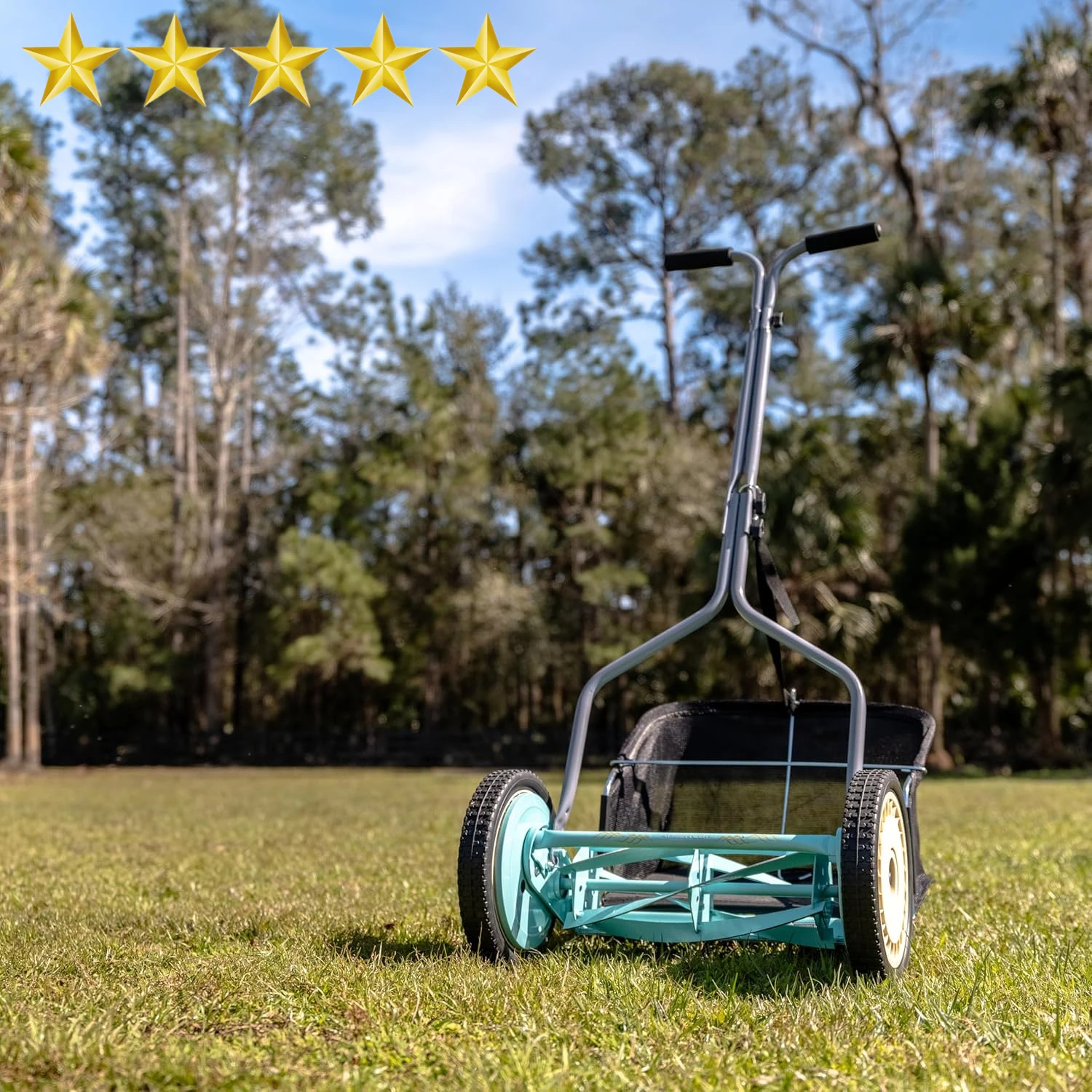 2025 NEW Lawn Mower 1304-14GC 14-Inch 5-Blade Push Reel Lawn Mower with Grass Catcher, Mint 	14-Inch, 5-Blade with Grass Catcher