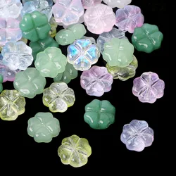 50pcs/lot Four Leaf Flower Beads Lampwork Glass Spacer Loose Beads For Jewelry Making DIY Bracelet Necklace Accessories