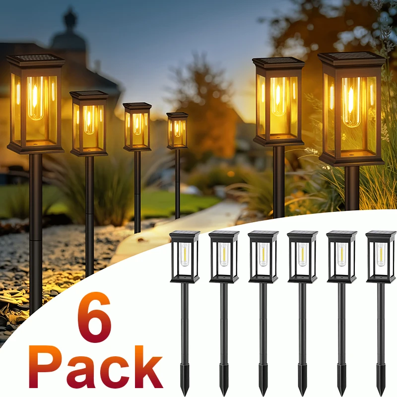 1/2/4/6Pack Solar Lights for Outdoor Garden Warm White LED Solar Pathway Lights for Lawn Patio Yard Landscape Decorative