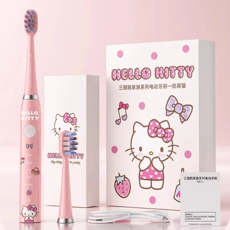 

Электрическая зубная щетка Kawaii Kitty Cinnamon для взрослых с мягкой щетиной, водонепроницаемая, с пятью скоростями, регулируемая, перезаряжаемая, для пар, подарок на день рождения для девушки