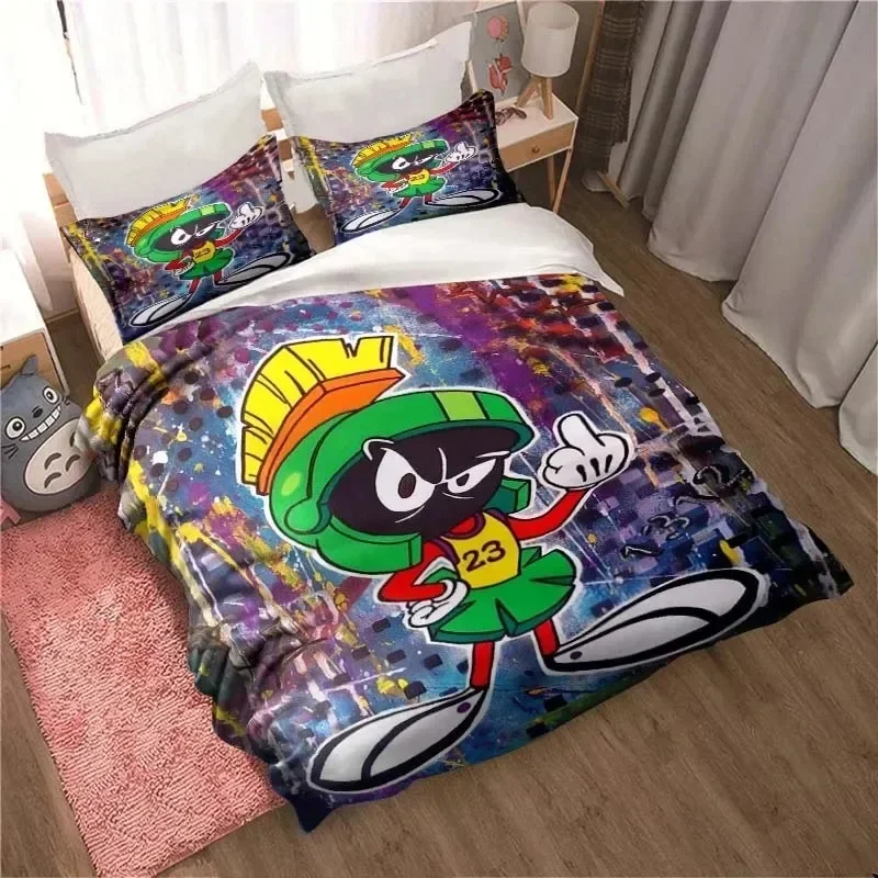 

3D Print Game Marvin the Martian Cartoon Printed Bed Set Duvet Cover Pillowcase Bedding Set Linen Sheet Quilt Cover Full Size