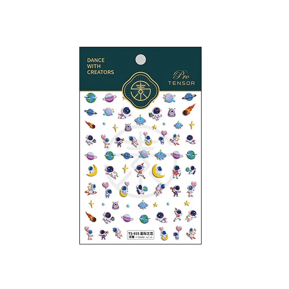 

Stars Rainbow Universe Planet Rocket 5D Carved Nail Decals Manicure Accessories DIY Nail Art Decorations Cartoon Nail Sticker
