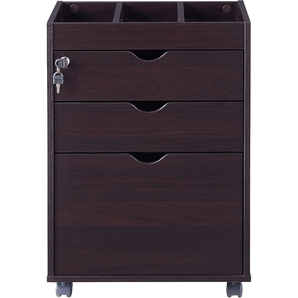 Mobile 3-Drawer File Cabinet with Top Sorter Storage on Wheels - Office Letter/Legal Size Filing System