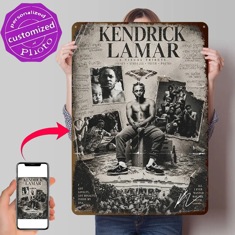 Kendrick Lamar Personalized 3D Textured Metal Poster Wall Art Tinplate Sign for Funny Signs Decoration Garage Decorations Decor