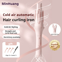2 in 1 Automatic Curling Iron Straightener with Cool Air Shot 5 Temperature Settings 47W Low Power Fast Styling Lazy Curls