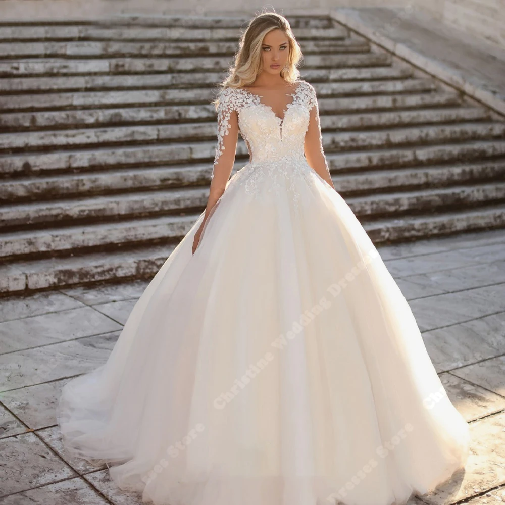 

Charming A-Line Women Wedding Dresses Lace Appliques Bridal Gowns Engagement Banquet Mopping Length Vestidos De Novia Customized