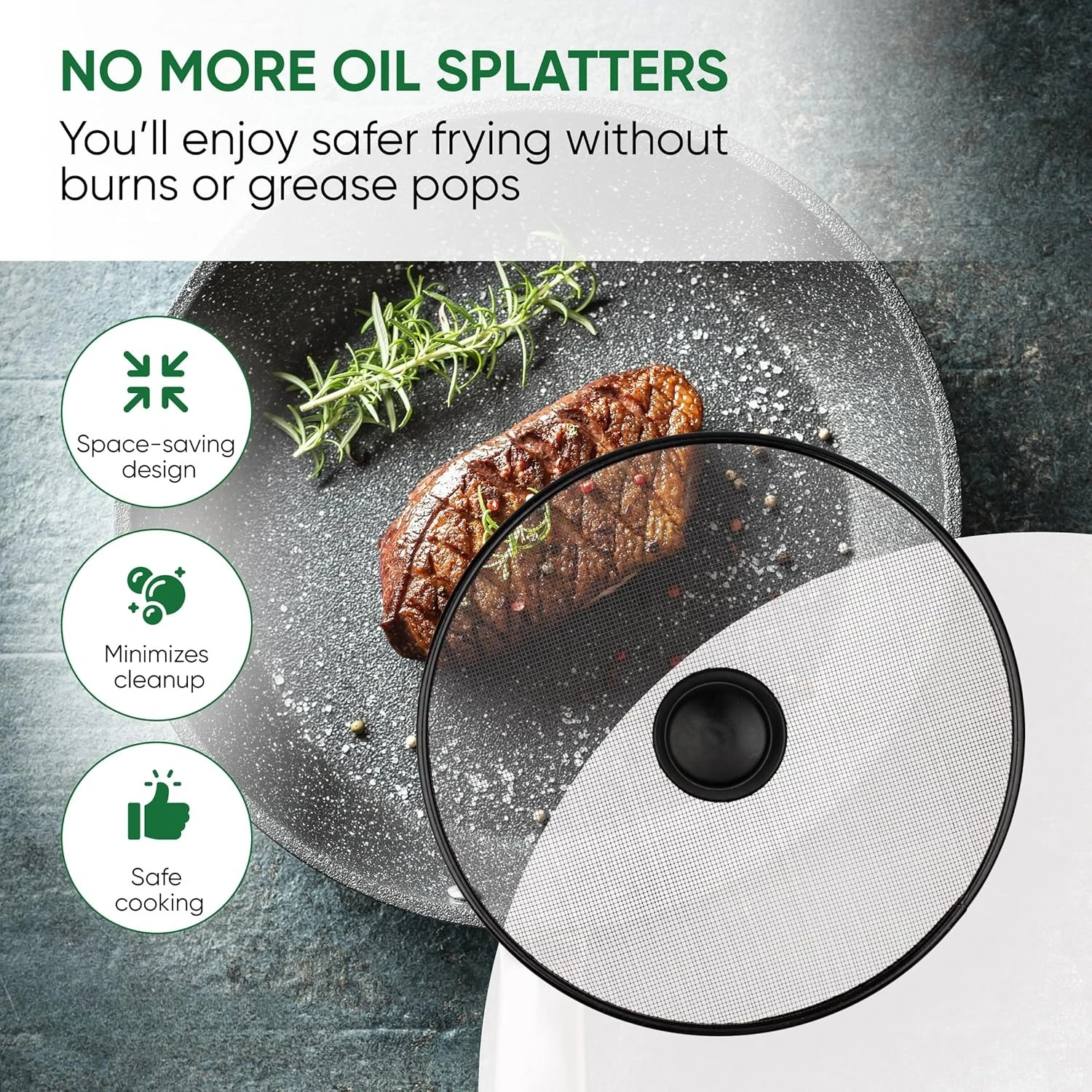 3Pcs 7.5inch Oil Splash Guard Stainless Steel Basting Cover for Frying Pan Grease Splatter Shield Kitchen Essential for Pot Wok