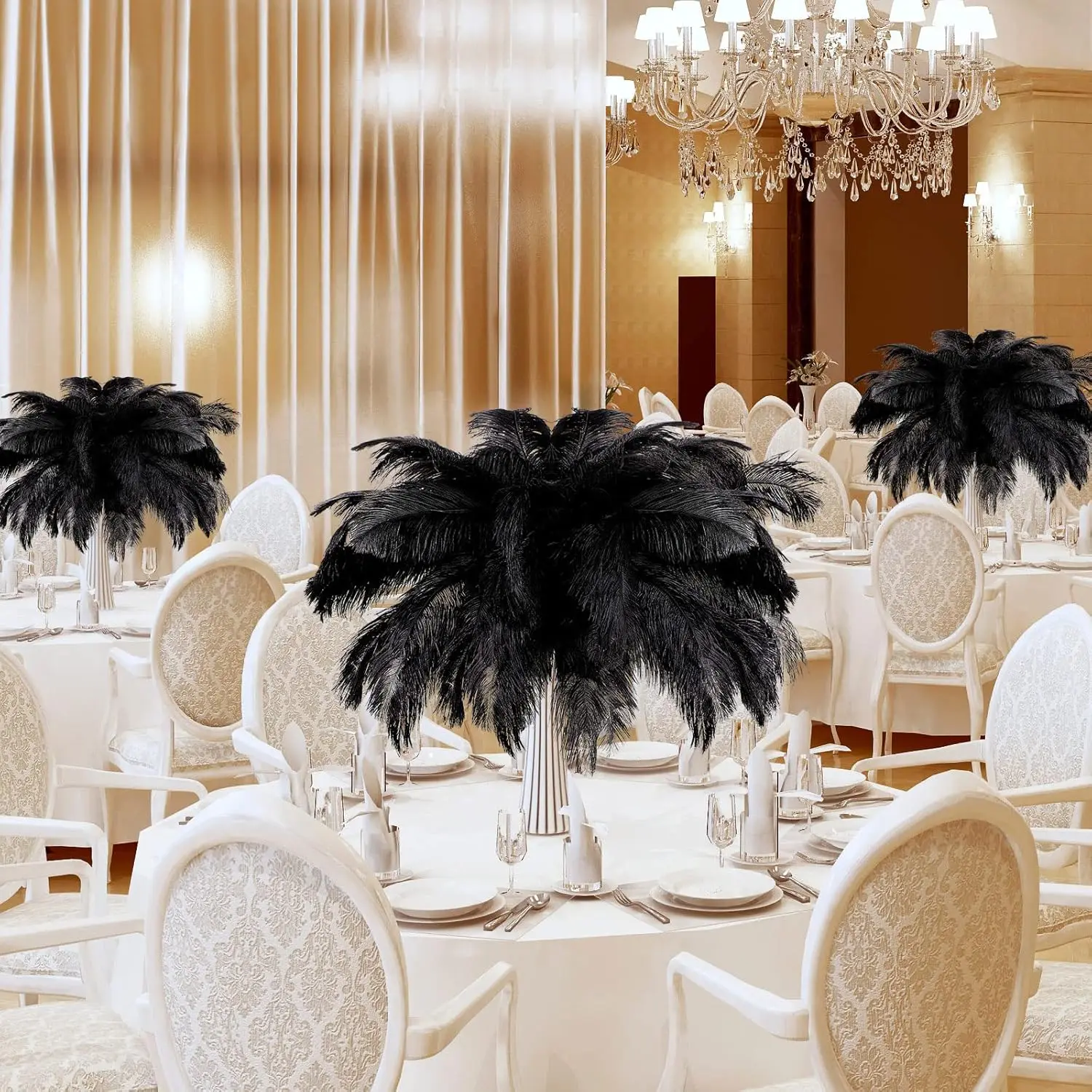 30-100PCS Natural Black Ostrich Feathers 14-16inch Large Feathers for Wedding Party Centerpieces Flower Arrangement Home Decor