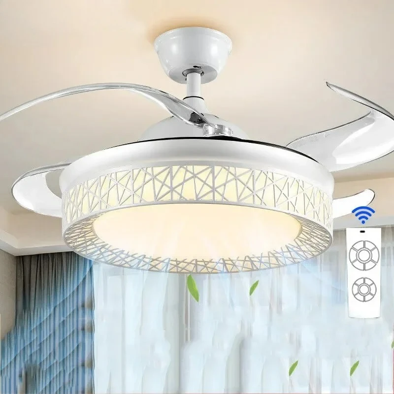 Modern Led Ceiling Fans with Lights Home Decoration Strong Wind with Focus Lamps for Kitchen Living Dining Room Mute Fan