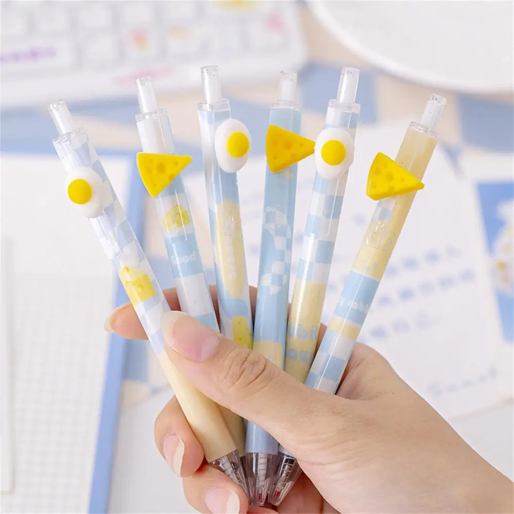 1~8PCS Cheese Gel Pen Easy To Use Pressing Out Core Creative Neutral Pen Creative Poached Egg Quick-drying Ink Pen Neutral Pen