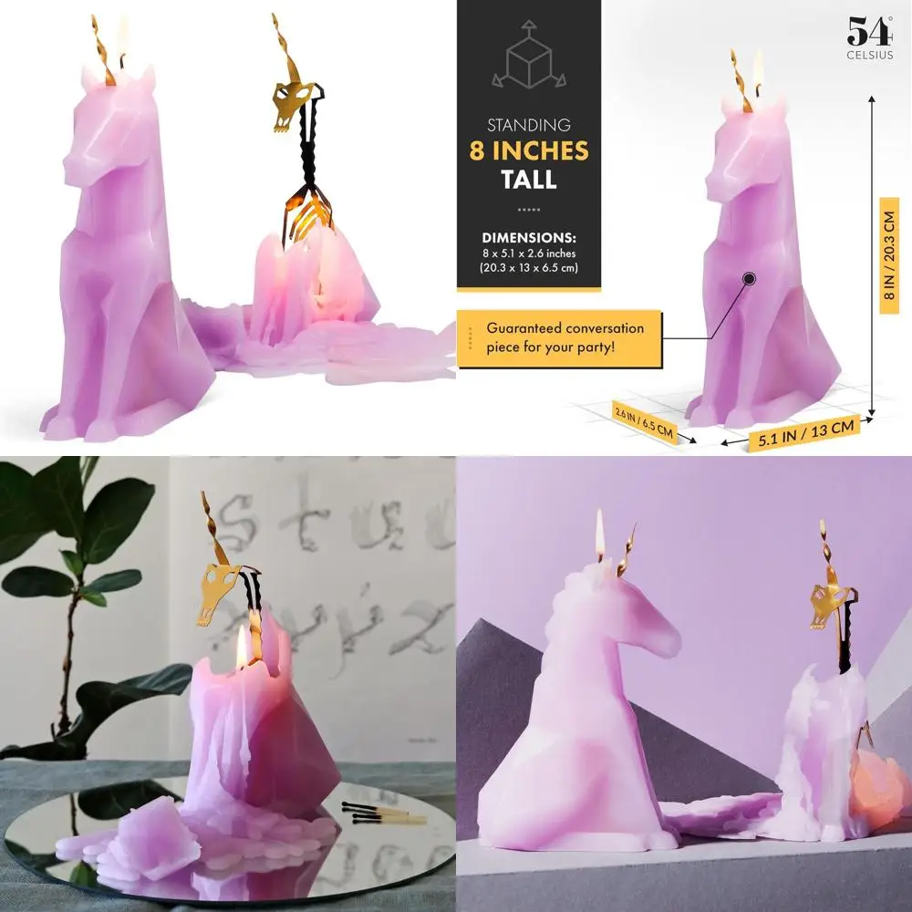 

PyroPet Einar Unicorn Candle (Lilac) - The Original Candle with Metallic Skeleton | Icelandic Design Gift for Unicorn Lovers and