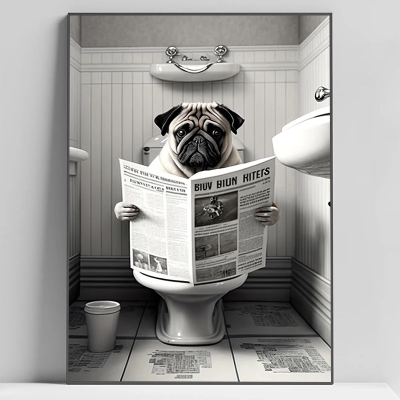 

Funny Animals Sitting on The Toilet Reading Newspapers Poster Posters for Wall Art Decoration Home Decor Print Decorations Decor