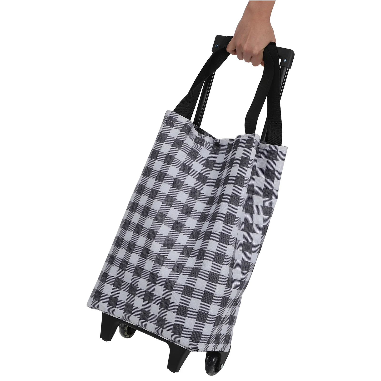 عربة تسوق قابلة للطي مع عجلات، عربة محمولة خفيفة الوزن، مقبض قابل للتمديد، مثالية للبيئات الحضرية