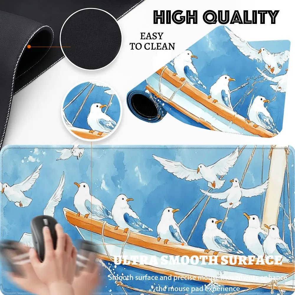 Kawaii Lemon Tea Watercolor Mouse Pad, Large Non-Slip Waterproof Desk Mat for Gaming Office & Home
