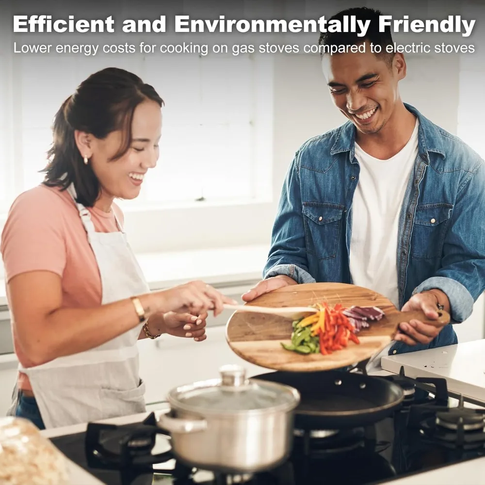 Estufa de gas de 30 pulgadas con 5 quemadores, estufa de vidrio templado integrada, GPL/NG Convertible, 3-55,900 BTU, protección contra llamas, eléctrica