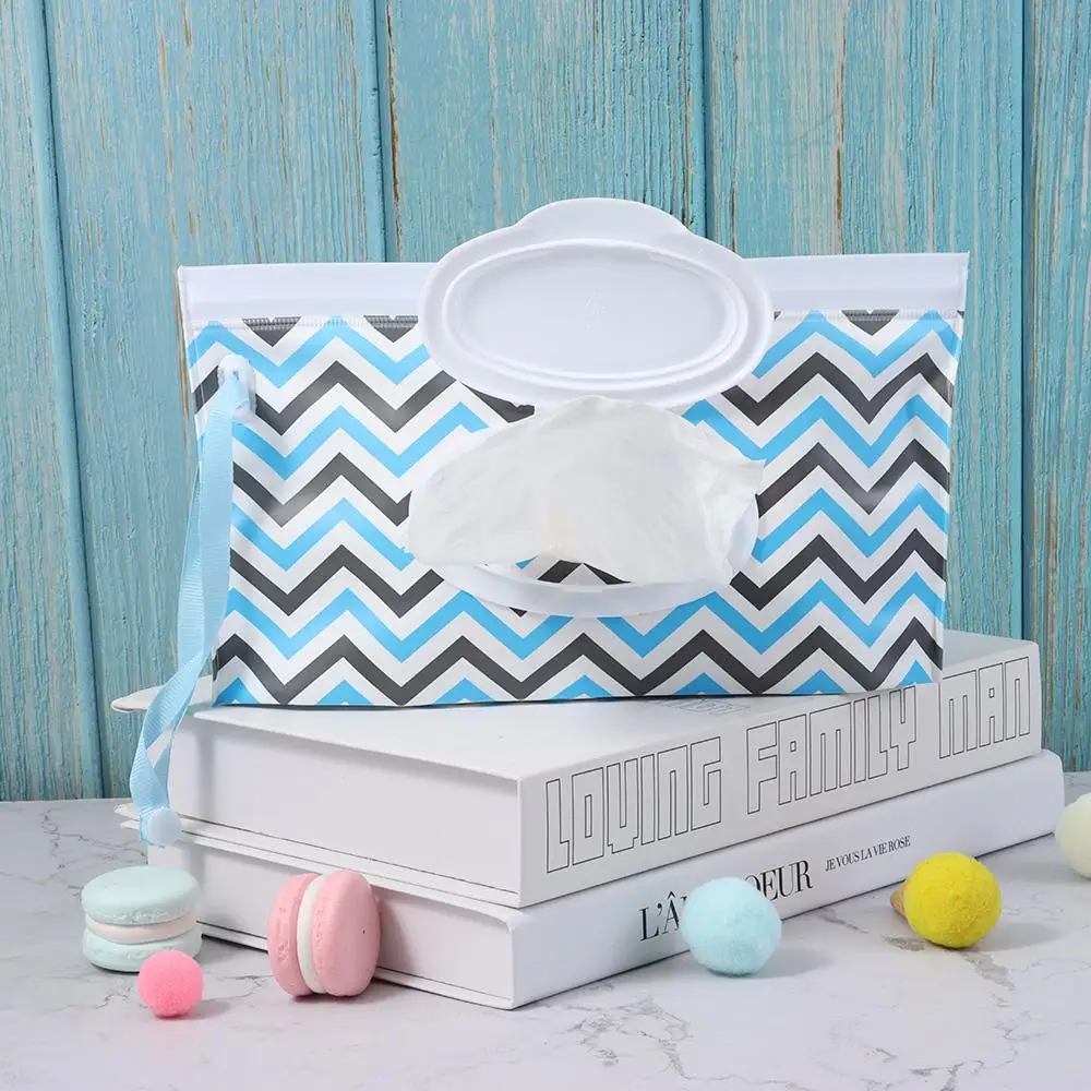 Cute Stroller Accessories Wet Wipes Bag Flip Cover Snap-Strap Cosmetic Pouch Portable Napkin Storage Boxes