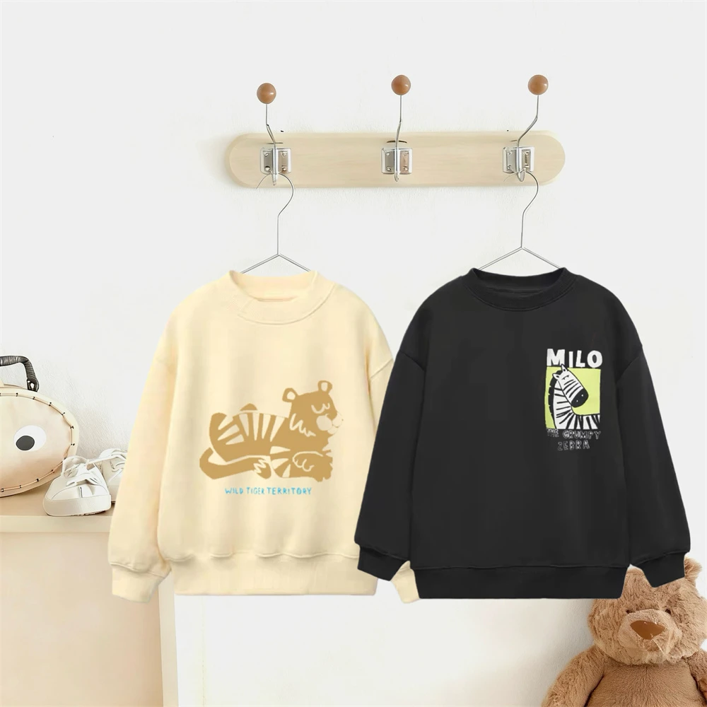 Green White Hoodie Cartoon Clothes Toddler New Design Tops Baby Casual Trendy Tops Crewneck Thin Simple Versatile Sweatshirts