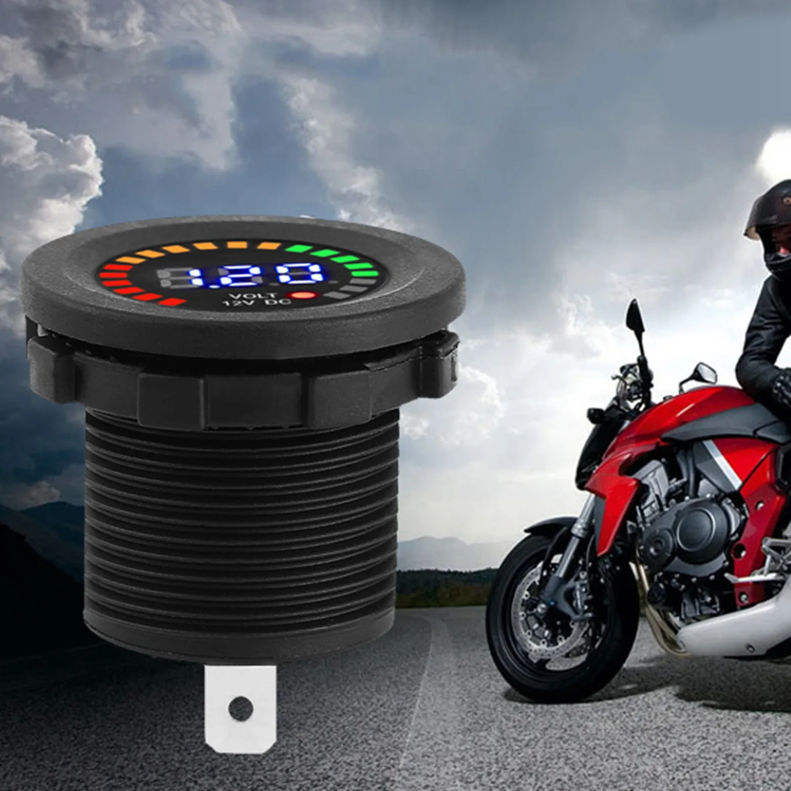 12V Motorrad Auto LED Digital Display Voltmeter Wasserdicht Spannung Volt Meter Gauge Motorräder Autos Boote ATV UTV Camper – Detail 4