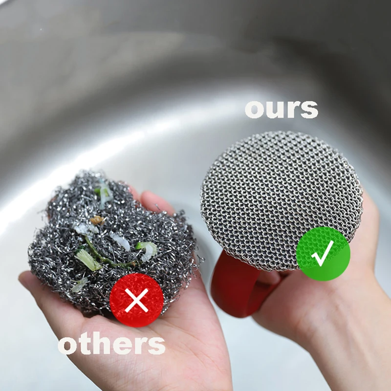 Scrubber Chainmail Brush Cast Iron Cleaner Skillet Cookware Cleaning Metal Scrub Steel Wool