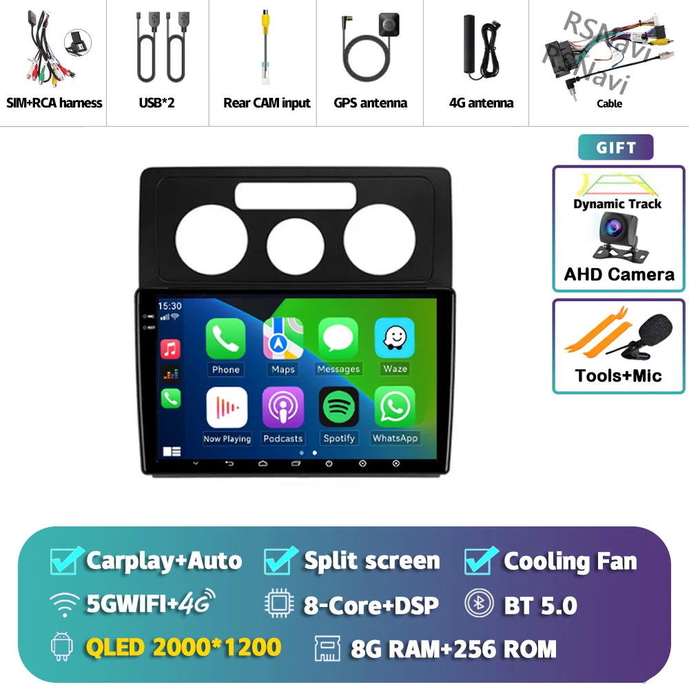 Android 15 Carplay Auto Voor Volkswagen Caddy 2K 3 III 2004-2010 Autoradio Navigatie 2Din DSP Video speler Head Unit BT Stereo