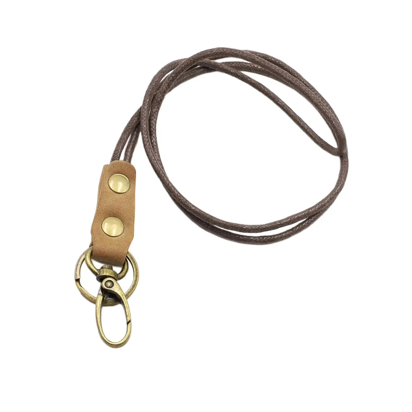Lanyard for ID Badge Holders, Leather Neck Lanyards with Swivel Hook for Name Card Holder Keychains