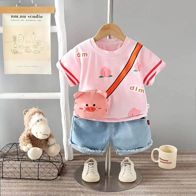 Neue Sommer Baby kleidung Anzug Kinder Jungen T-Shirt Shorts 2 teile/satz Kleinkind Mädchen Kleidung Säugling Cartoon Kostüm Kinder Trainings anzüge