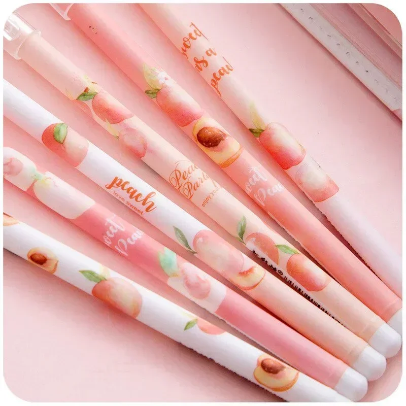 

12Pcs Set 0.5mm Gel Ink Pen Cute Peach School Supplies Avocado Pens for Office Supply Student Writing Tool Korean Stationery