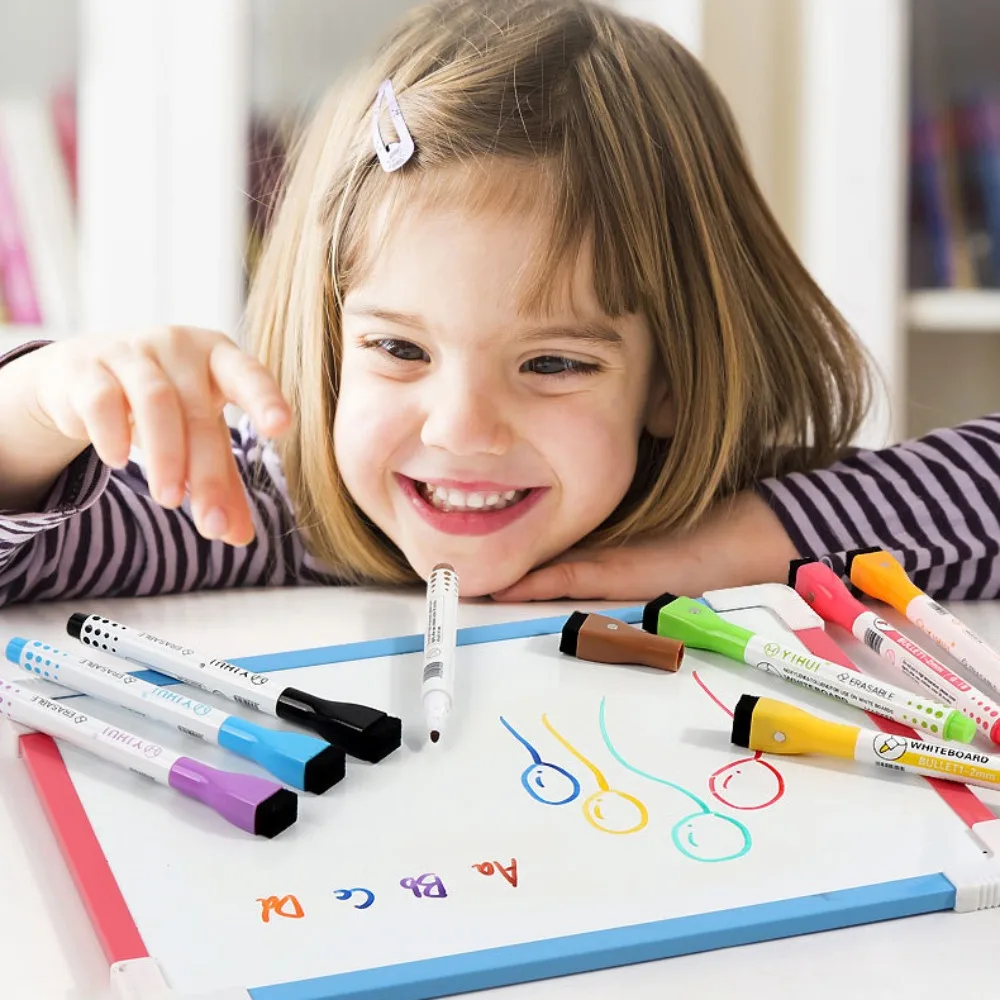 

Durable Fine Nib Colorful Whiteboard Marker Erasable Magnetic Water Color Pens Waterborne Brush Drawing Pen Fridge