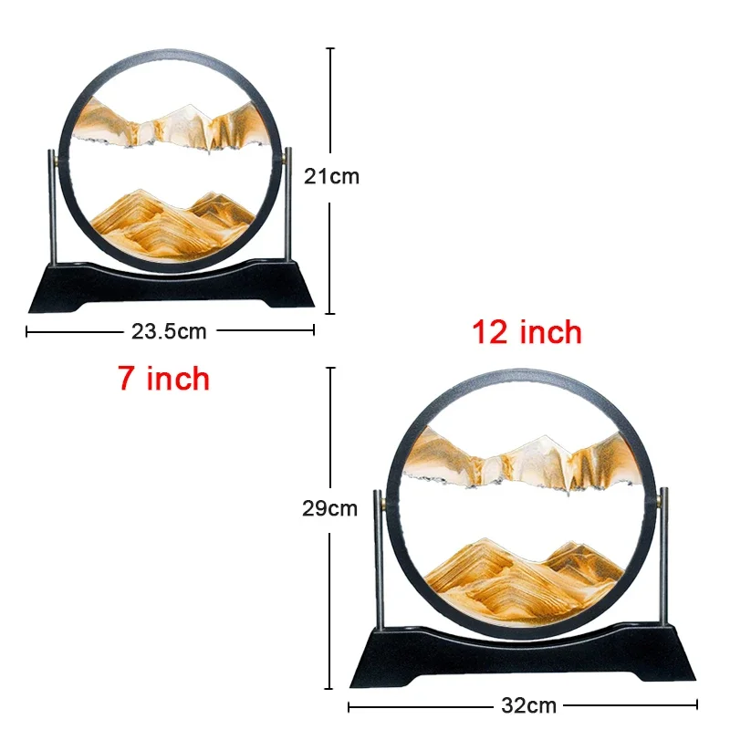 크리에이티브 움직이는 모래 예술 그림 회전 가능한 둥근 유리 흐르는 모래 그림 3D 모래 풍경 모래 시계, 퀵 샌드 홈 인테리어 선물