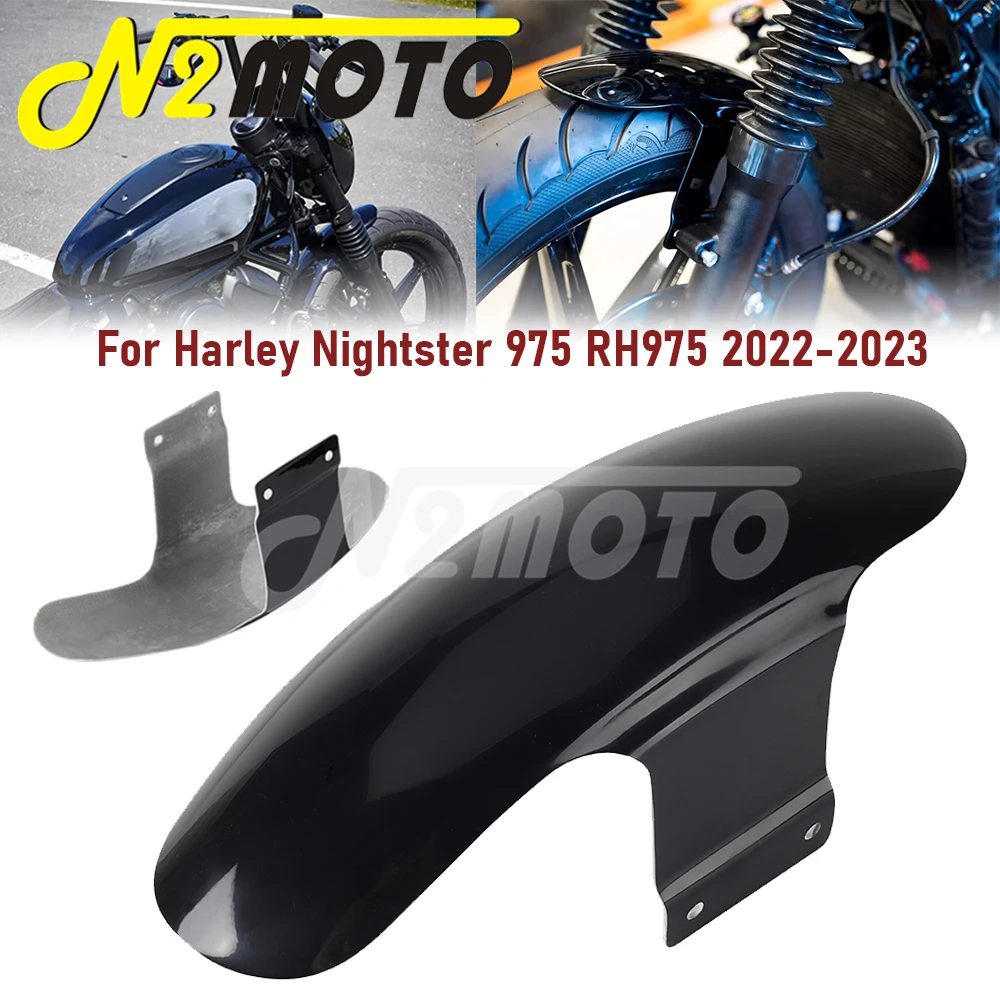 

Black Motorcycle Front Wheel Splash Fender Fiber Glass FRP Mudguard Cover Short Mud Guard For Harley Nightster 975 RH975 2022-23