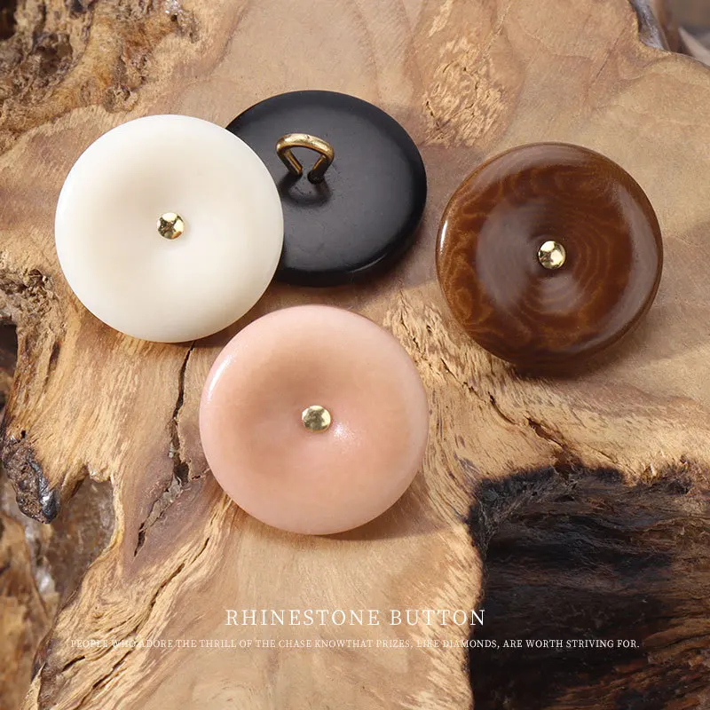 10Pcs/lot Creative Leather Powder Coffee Copper Foot Fruit Shell Material Button Hanfu Shirt Suit Jacket Retro Button N755