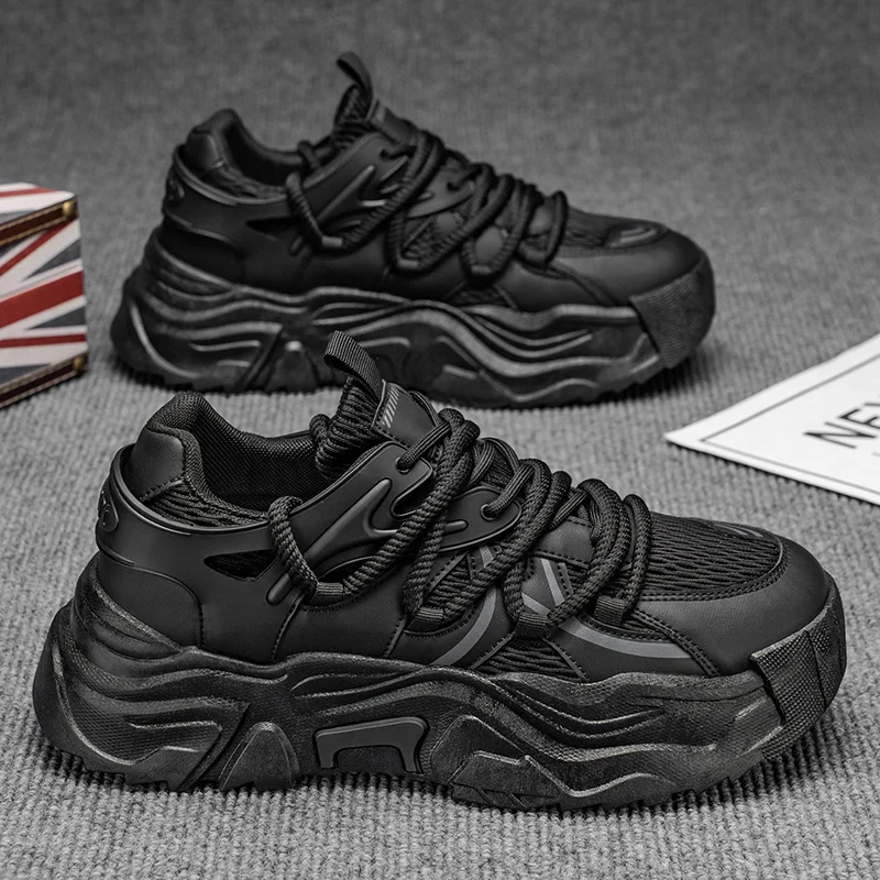 

Мужская обувь, модная повседневная обувь на мягкой подошве со шнуровкой, спортивная обувь для бега на толстой подошве, удобная нескользящая легкая мужская обувь