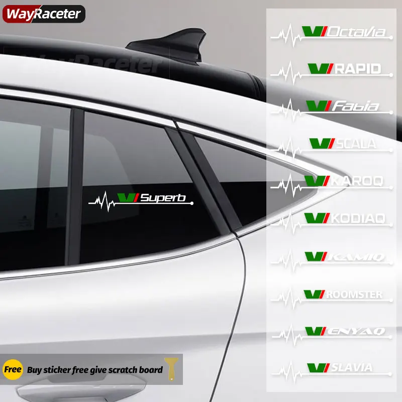 Reflective Body Car Window Stickers For Skoda Octavia Rapid Superb Fabia Scala Karoq Kodiaq Kamiq Citigo Roomster Yeti Enyaq