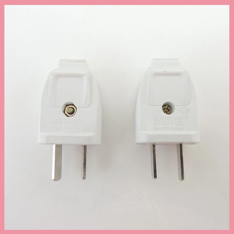 100v 220v 250v 10A  US AU Plug 2 Flat Pin Diy Replacement Rewireable Wall Power Plug Adapter AC White Color Rotatable B6
