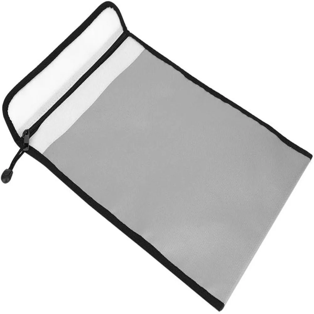 Silicone Coated Fireproof Bag Fireproof Edge Wrapping Silver Fire Resistant Pouch Fireproof Zipper Lipo Safe Bag Travel Storage