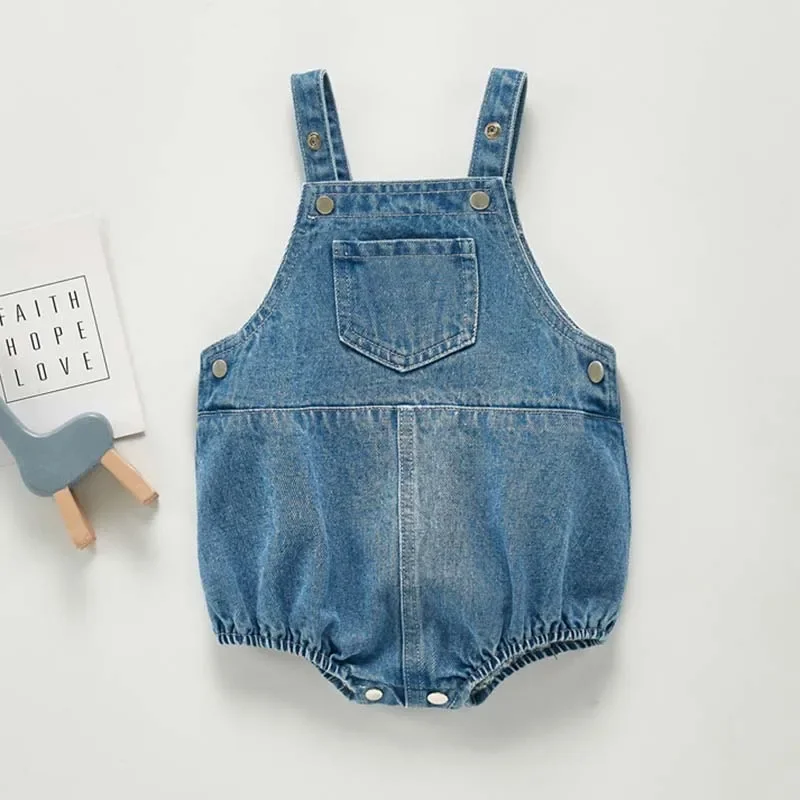 

Baby Denim Bodysuit Sleeveless Jumpsuit for Boys Girls - Autumn Overalls