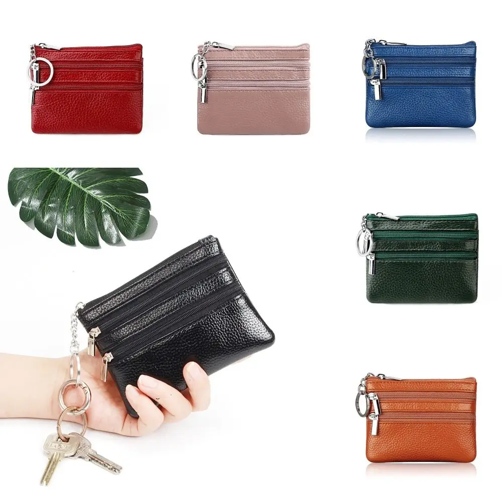 2023 New PU Leather Money Coin Purse Waterproof Wear-resistant Wallet Money Bag Zipper with Key Ring Pocket Purse Male