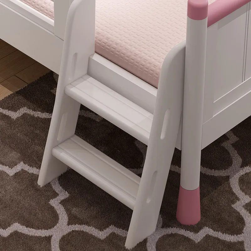 All solid wood children's with guardrail fence girl princess bed single  with drawers storage bedroom small bedside