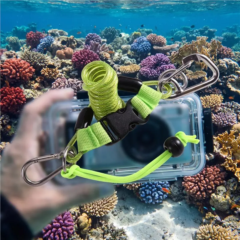 A97I-For Diving Camera Spring Rope Anti-Lost Hook Coiled Lanyard For Outdoor Climbing For Diving